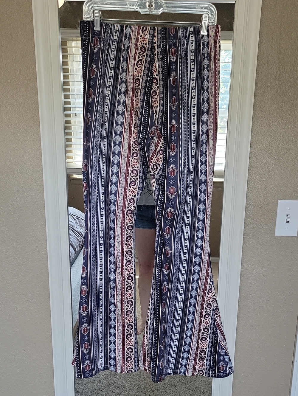 Daisey Del Sol Striped Pattern Bell Bottom Pants.